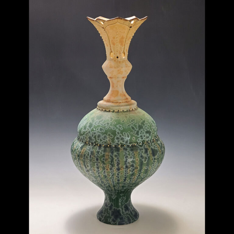 Carved Flowertop Matte Crystalline Vase